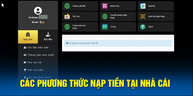 Các phương thức nạp tiền nhà cái phong phú & đa dạng